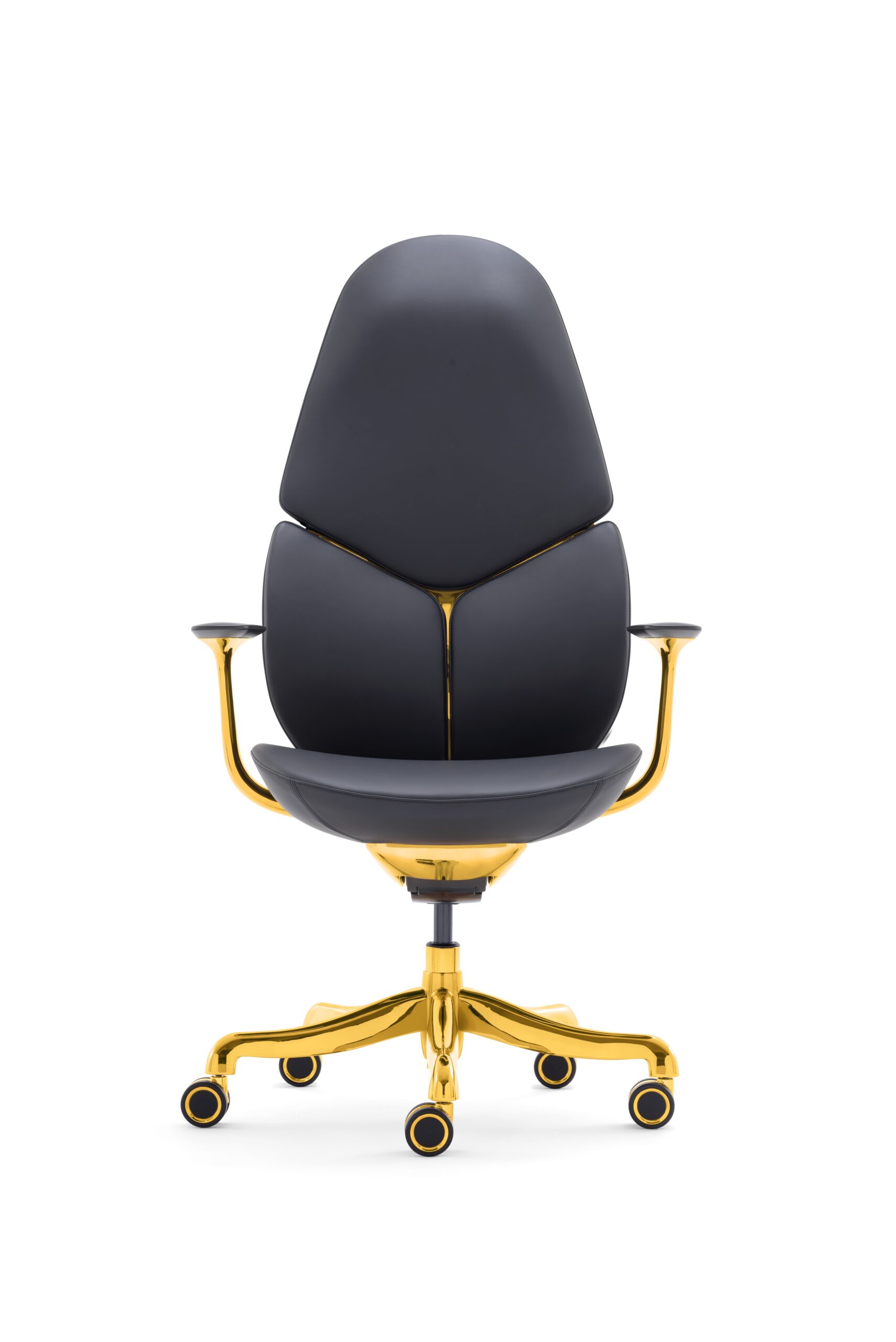 כסא מנהל בגוון שחור עם רגליות וידיות זהב. משדר יוקרה כסא מנהל בגוון שחור עם רגליות וידיות זהב. משדר יוקרה, דגם HS-608A